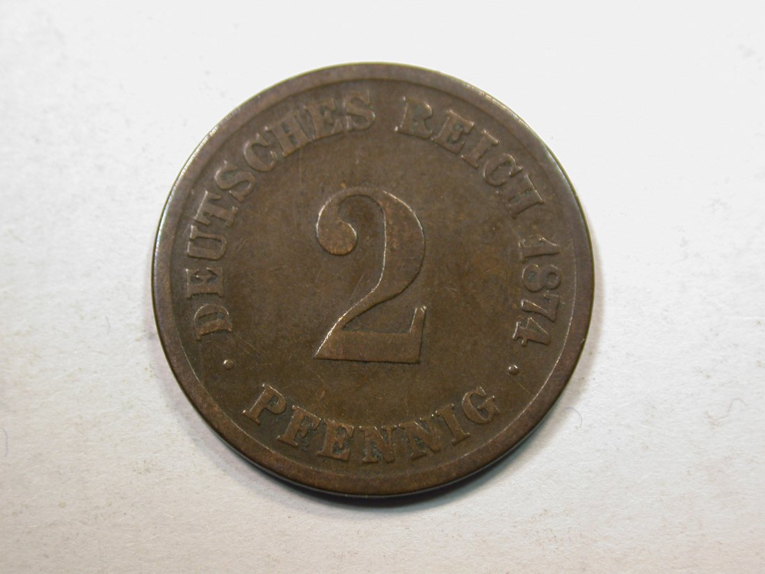 E20 KR 2 Pfennig 1874 C in s+ Originalbilder