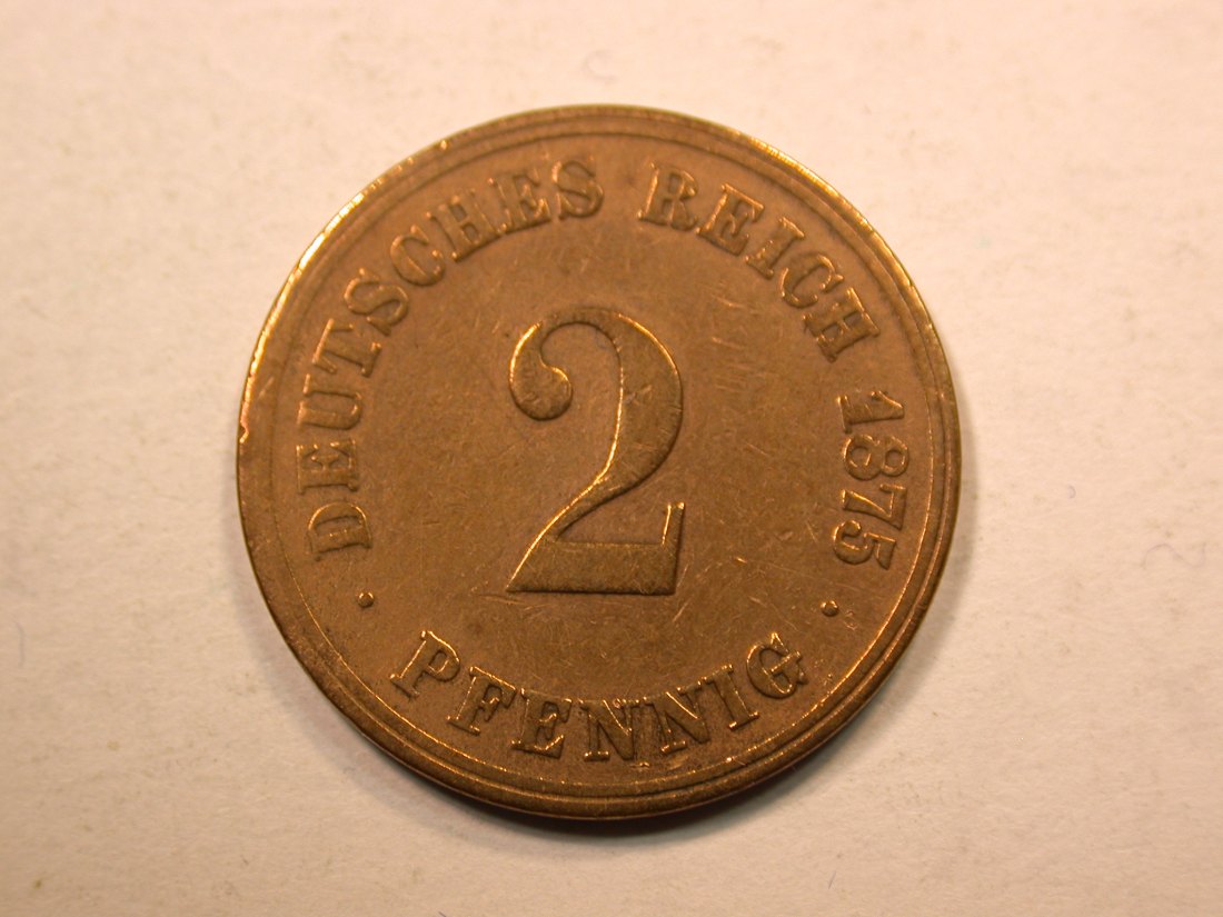  E20  KR  2 Pfennig  1875 J in schön, geputzt  Originalbilder   