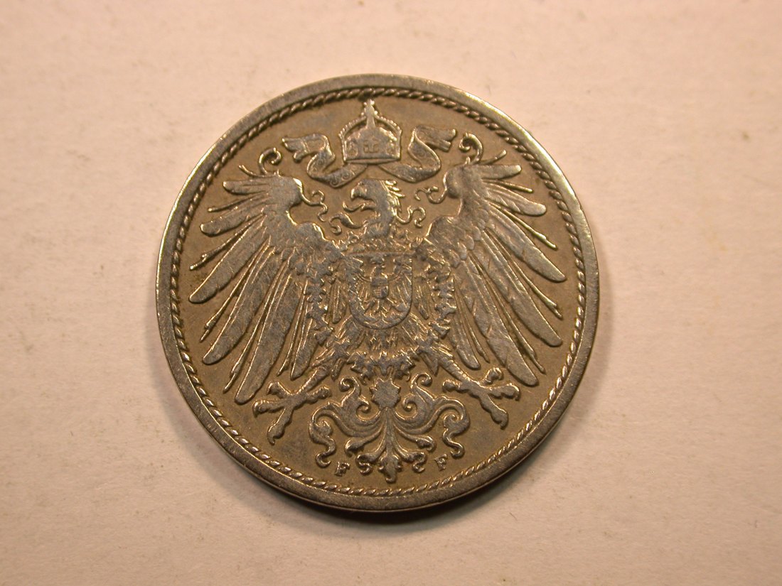  E20  KR  10 Pfennig  1905 F in f.ss, geputzt  Originalbilder   