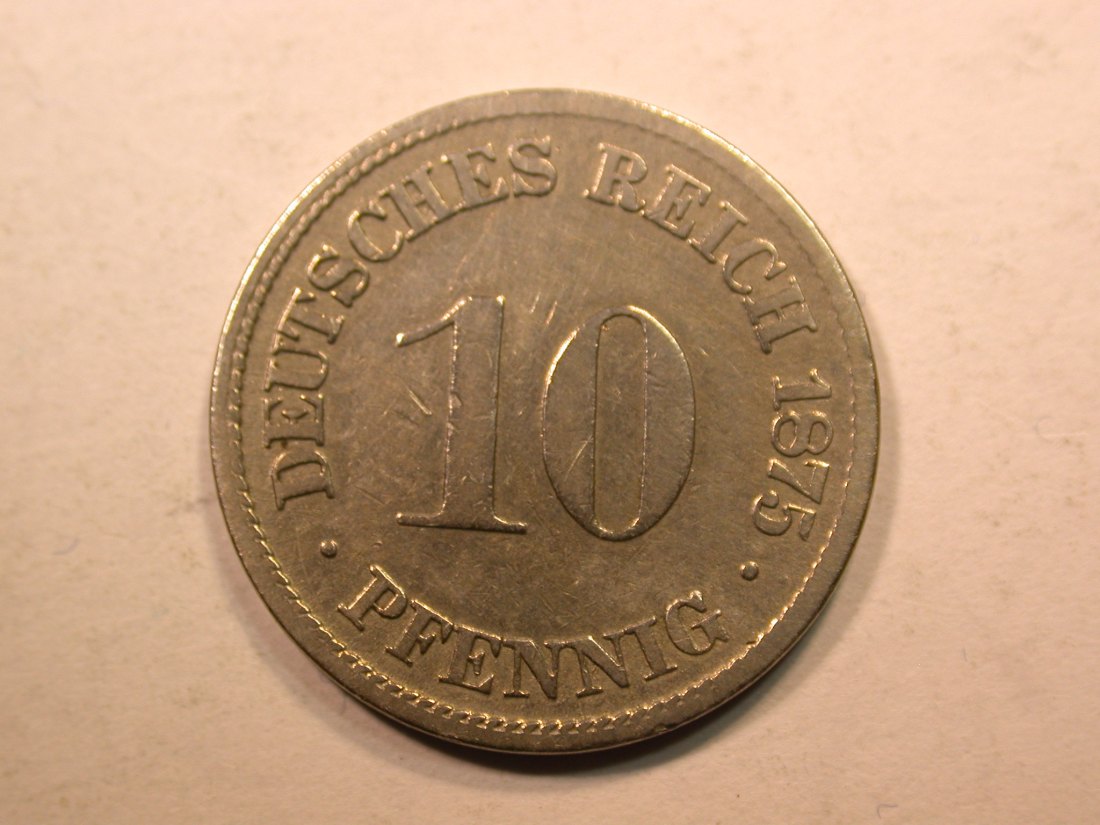 E20 KR 10 Pfennig 1875 D in s-ss, l.geputzt Originalbilder