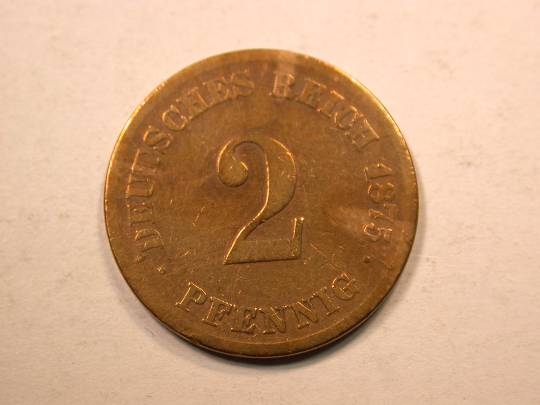 E20 KR 2 Pfennig 1875 E in f.s, geputzt Originalbilder