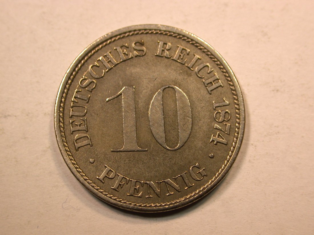  E20  KR  10 Pfennig  1874 D in vz/vz-st, leicht geputzt  Originalbilder   