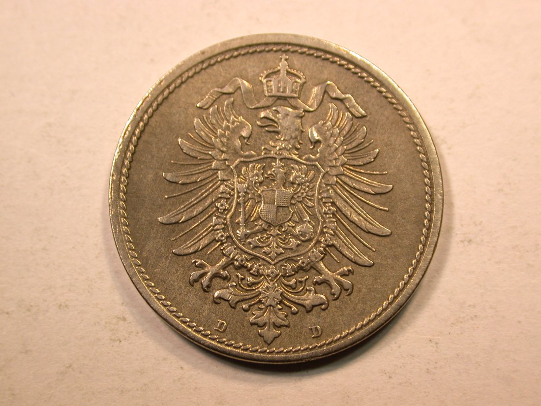  E20  KR  10 Pfennig  1874 D in vz/vz-st, leicht geputzt  Originalbilder   