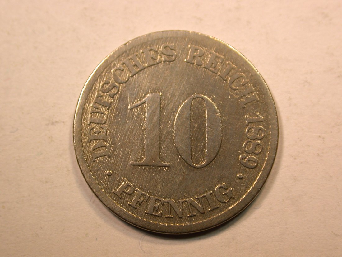 E20 KR 10 Pfennig 1889 D in f.schön. leicht geputzt Originalbilder