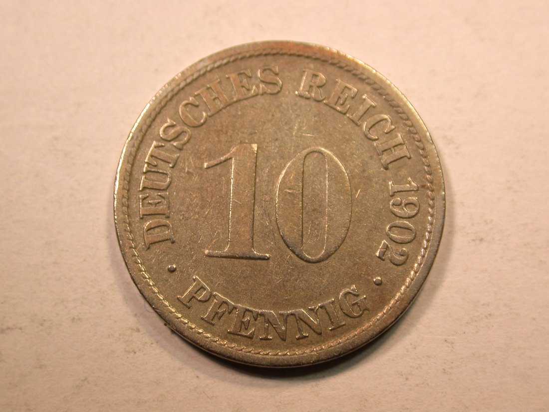 E20 KR 10 Pfennig 1902 F in sehr schön Originalbilder