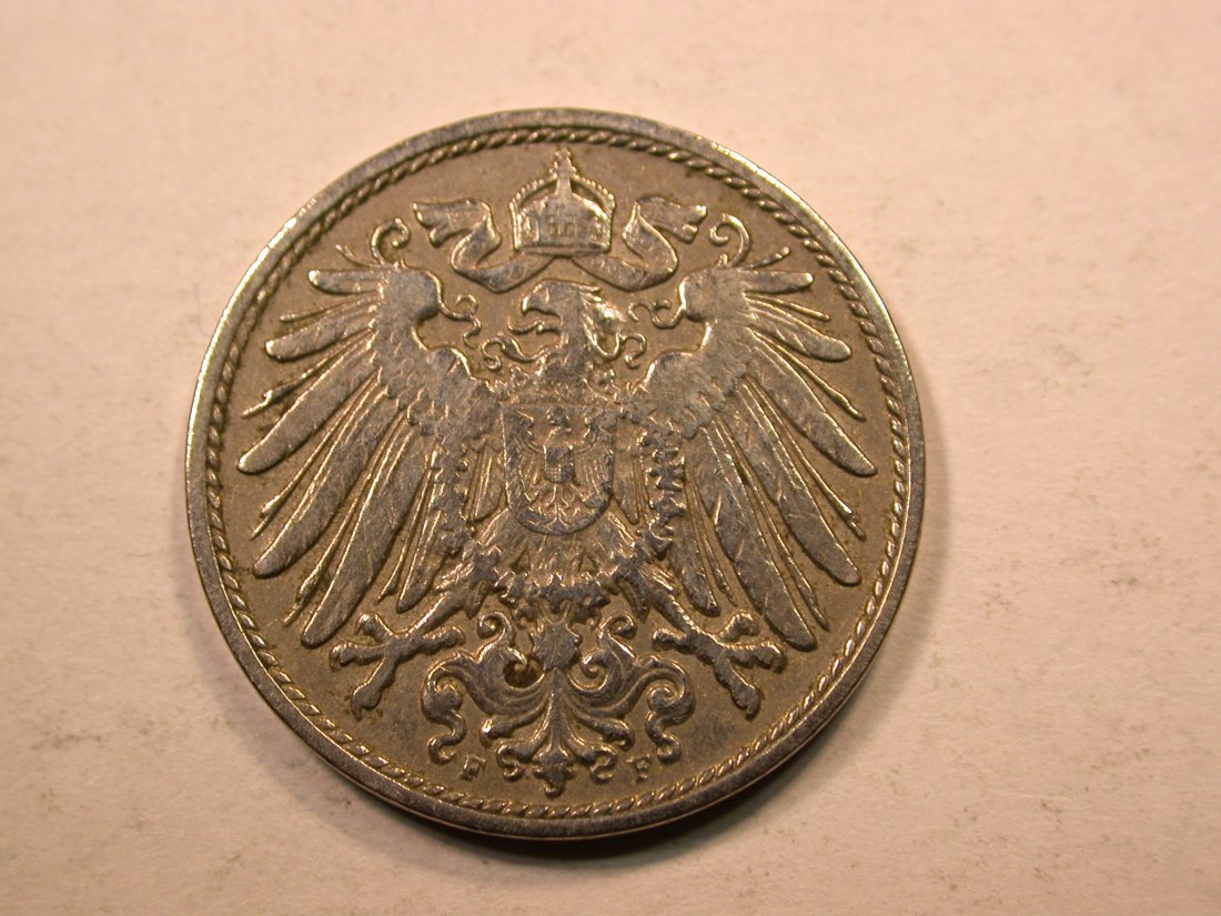 E20  KR  10 Pfennig  1906 F in ss, geputzt  Originalbilder   