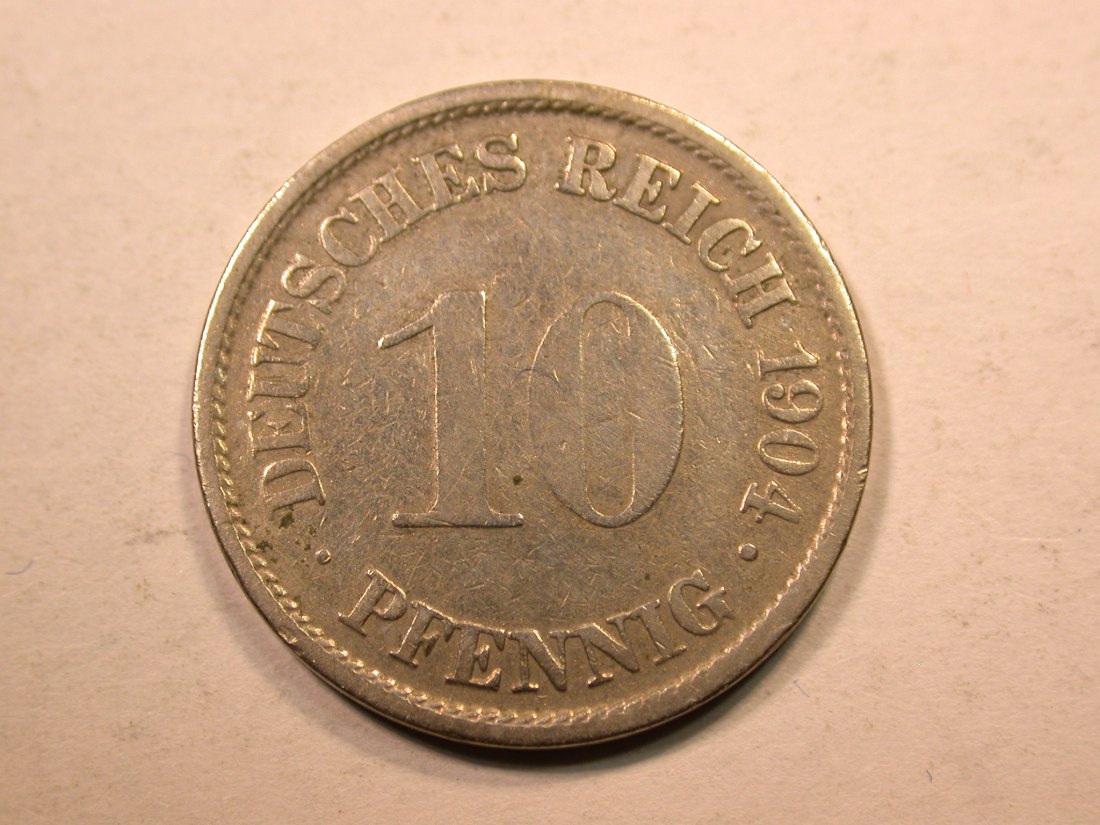  E20  KR  10 Pfennig  1904 A in f.ss, geputzt  Originalbilder   