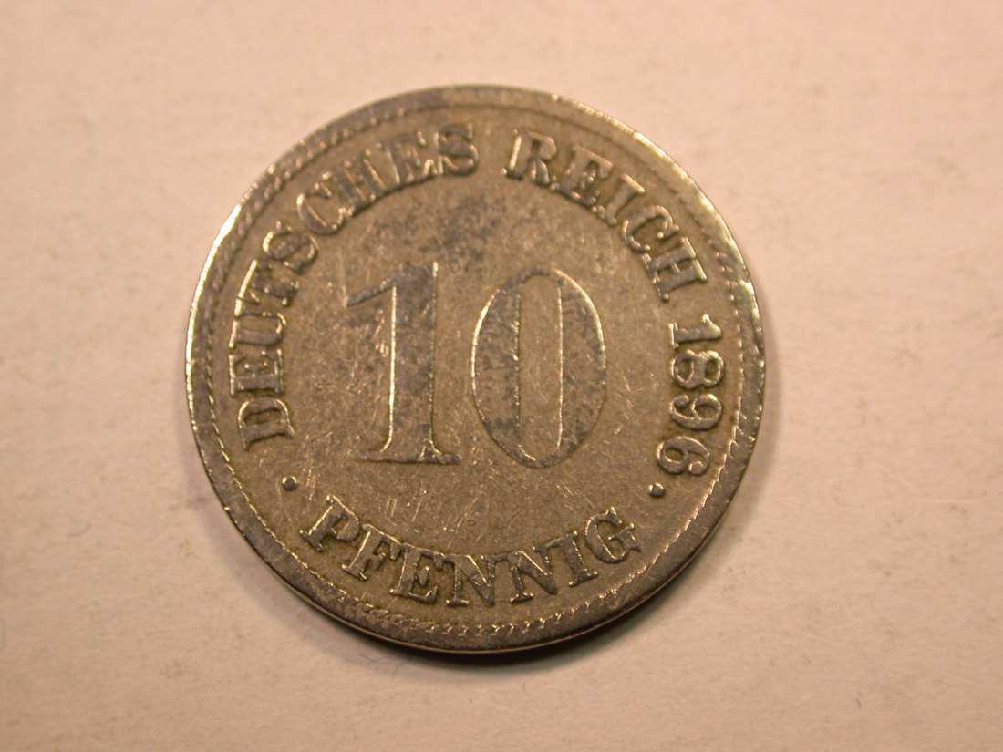 E20 KR 10 Pfennig 1896 G in f.s, geputzt Originalbilder