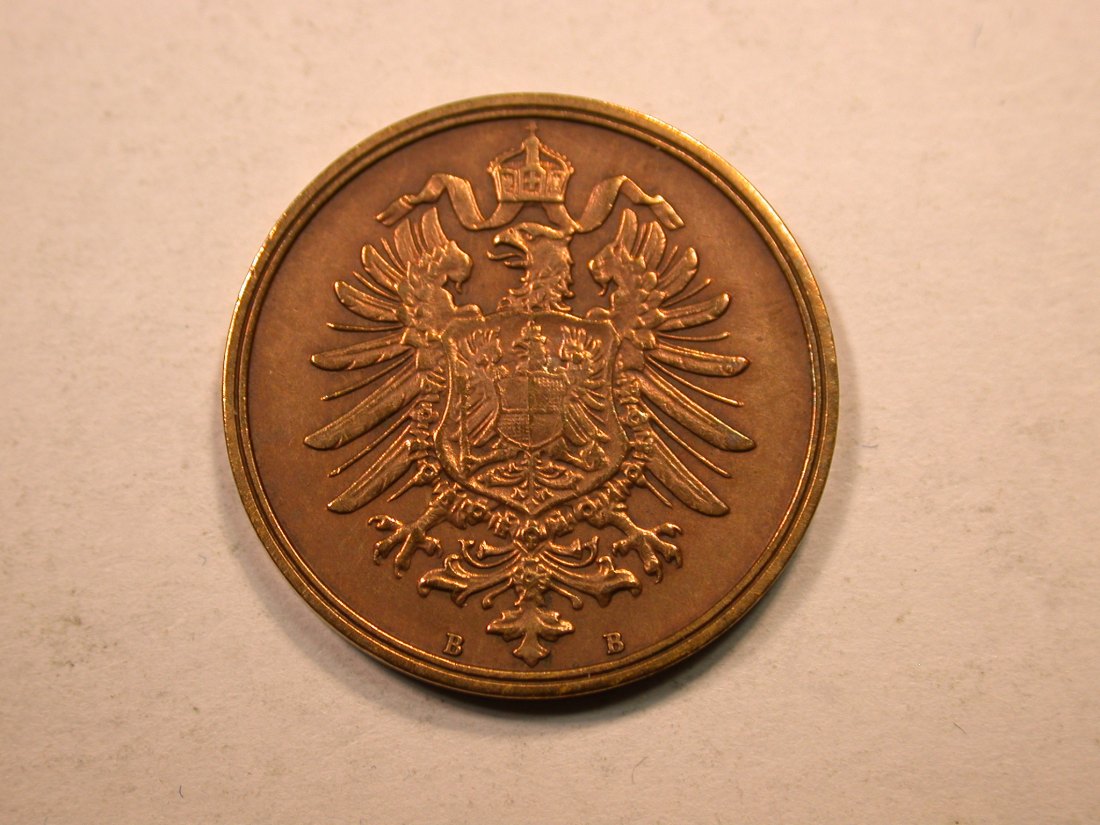  E20  KR  2 Pfennig  1874 B in vz/vz-st, geputzt  Originalbilder   