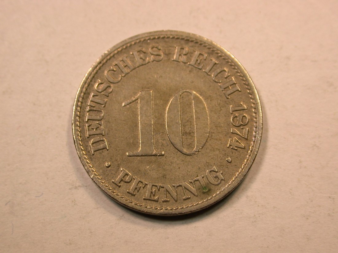  E20  KR  10 Pfennig  1874 G in ss+/f.vz, geputzt  Originalbilder   