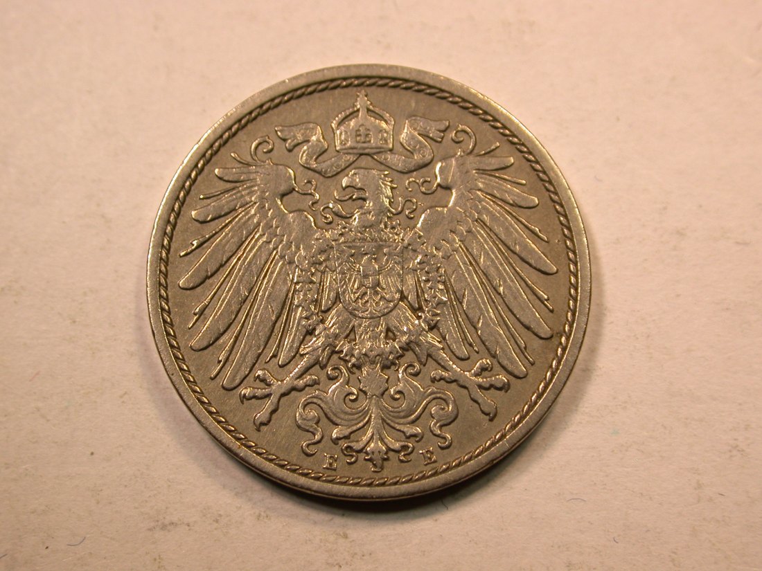  E20  KR  10 Pfennig  1908 E in ss+, geputzt  Originalbilder   