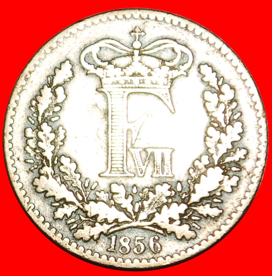 · MONOGRAMM(1856-1863): DÄNEMARK ★ 1 SKILLING 1856! Friedrich VII. (1848-1863) OHNE VORBEHALT!
