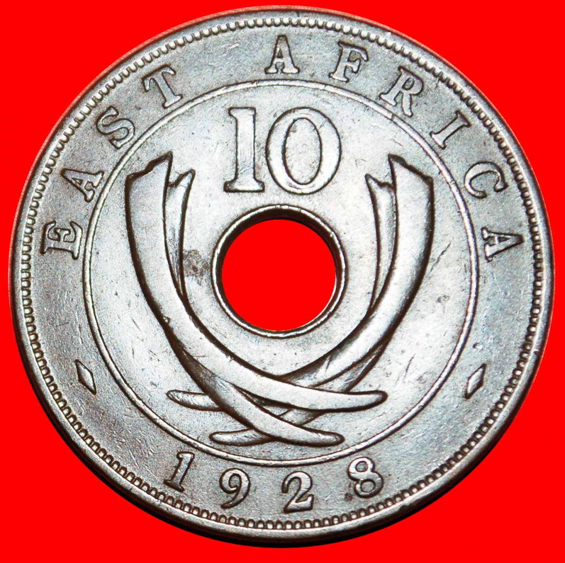  · GROSSBRITANNIEN: OSTAFRIKA ★ 10 CENTS 1928! Georg V. (1911-1936) OHNE VORBEHALT!   