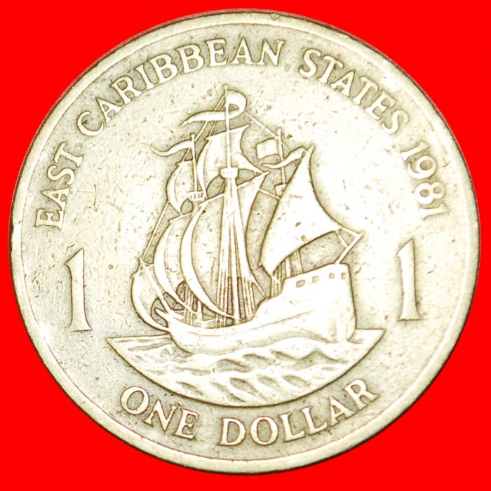 · SHIP of Sir Drake (1542-1596): EAST CARIBBEAN TERRITORIES ★ 1 DOLLAR 1981! LOW START ★ NO RESERVE!