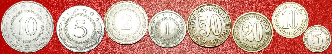  · STAR: YUGOSLAVIA ★ SET 5-10-20-50 PARA — 1-2-5-10 DINARS 1965 — 1979! LOW START ★ NO RESERVE!   