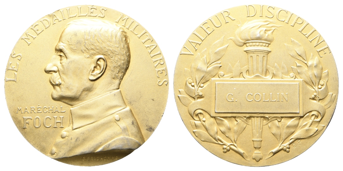  Frankreich; Medaille o.J., Silber vergoldet; 63,25 g, Ø 49,4 mm   