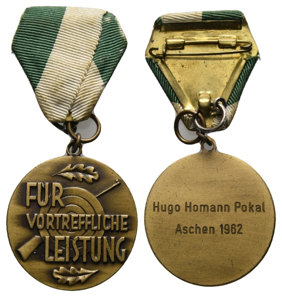  Aschen; Schützenmedaille 1962; Messing zaponiert, tragbar; 22,63 g, Ø 39,2 mm   