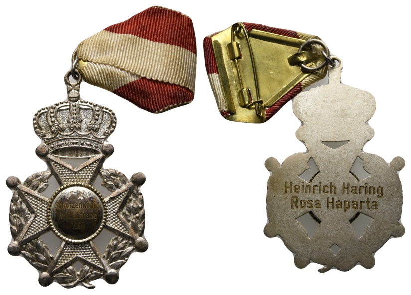  Heidland-Strang; Schützenmedaille 1964; Messing versilbert; tragbar; 31,78 g, Ø 47,9 mm   