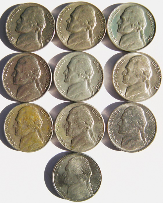  USA 10 x 5 Cent, 1956-2004   