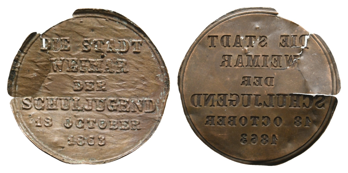  Weimar-Schuljugend; Kupferfolie 1863; 0,46 g, Ø 25,4 mmm   