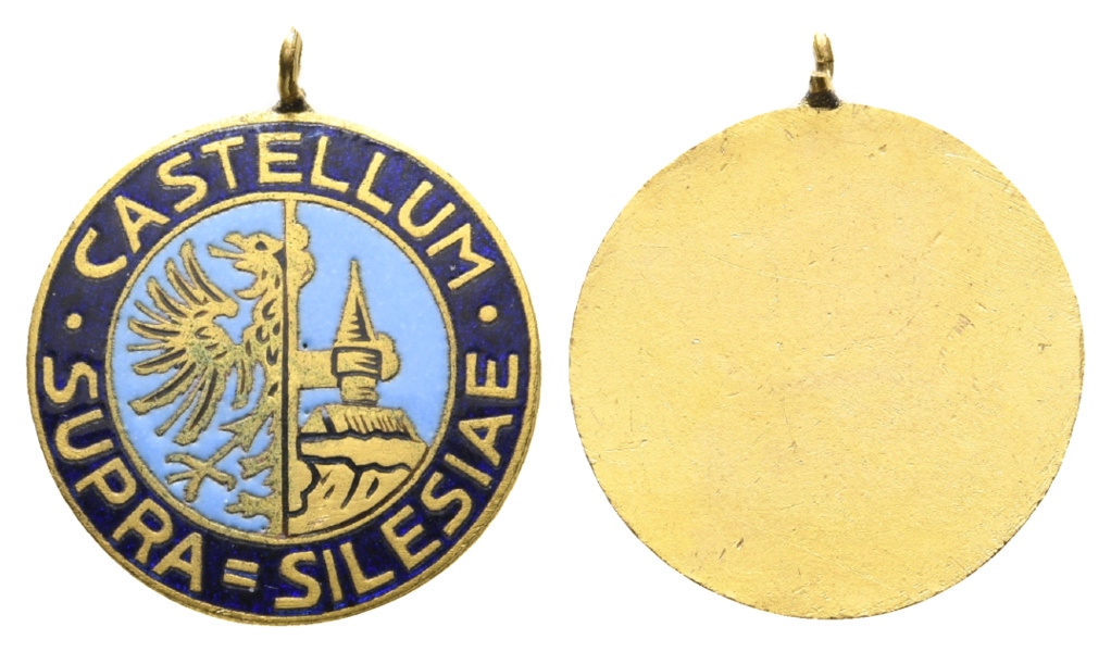  Schlesien; Medaille o.J.; vergoldet, emailliert, tragbar; 3,39 g, Ø 22,0 mm   