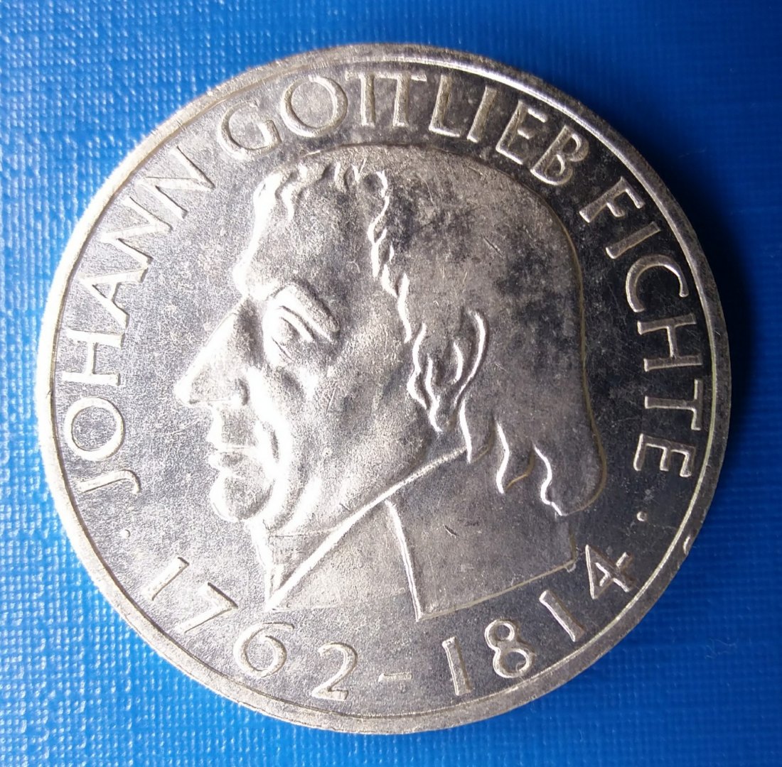 5 DM 1964 '150. Todestag von Johann Gottlieb Fichte' Silber