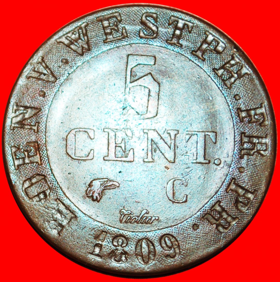  · WESTPHALEN (1808-1812): DEUTSCHLAND ★ 5 CENTIMES 1809C! UNGEWÖHNLICH! OHNE VORBEHALT!   