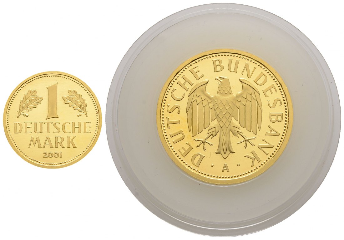 PEUS 3991 BRD 12 g Feingold. 1 Mark GOLD 2001 A Berlin Stempelglanz (Originalkapsel)