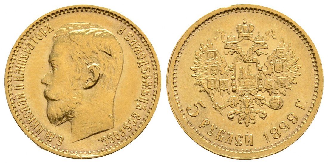 PEUS 3992 Russland 3,87 g Feingold. Zar Nikolaus II. (1894 - 1917) 5 Rubel GOLD 1899 ФЗ (FZ) Sehr schön +