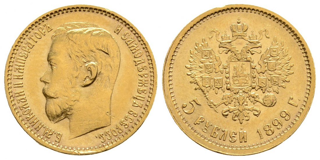 PEUS 3992 Russland 3,87 g Feingold. Zar Nikolaus II. (1894 - 1917) 5 Rubel GOLD 1899 ФЗ (FZ) Sehr schön +