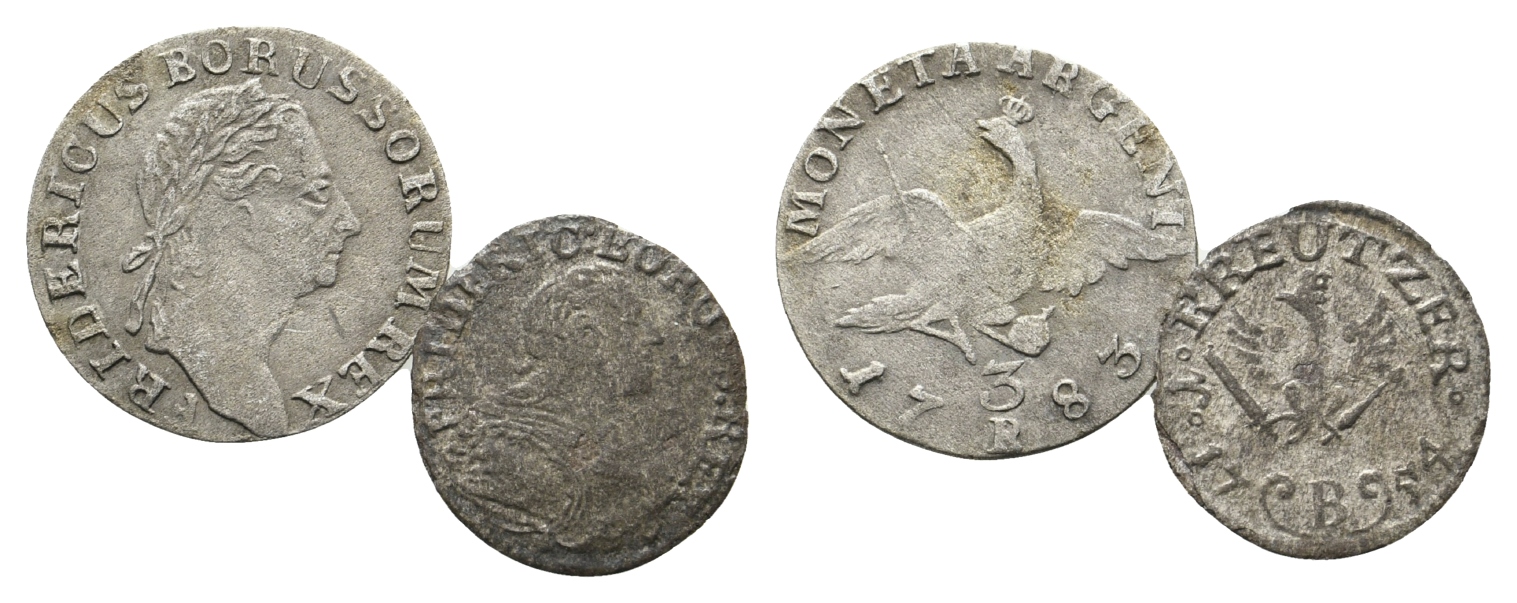  Altdeutschland; 2 Kleinmünzen 1783/1754   