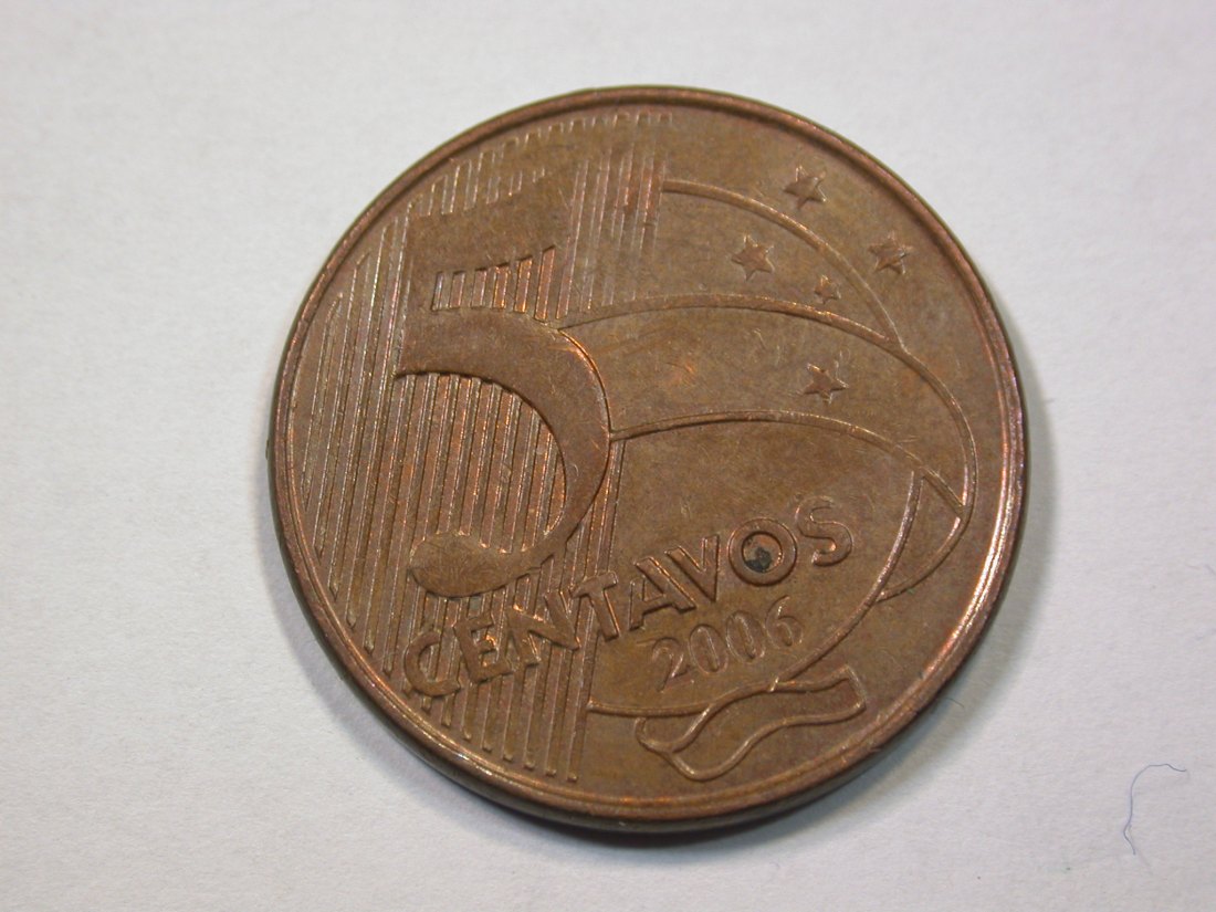 E21 Brasilien 5 Centavos 2009 in vz-st Originalbilder