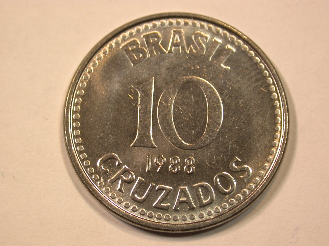 E21 Brasilien 10 Cruzados 1988 in f.st Originalbilder