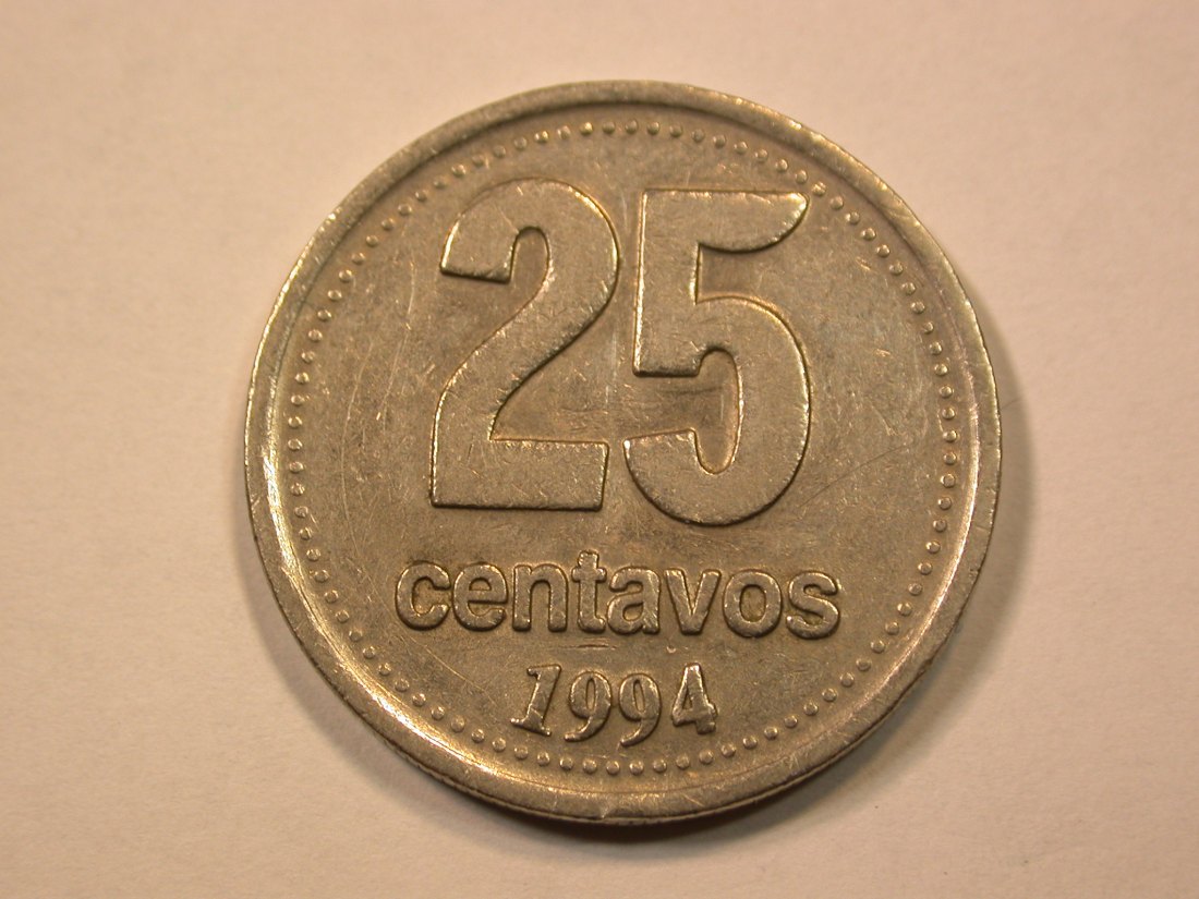  E21  Argentinien  25 Centavos 1994 in ss-vz  Originalbilder   
