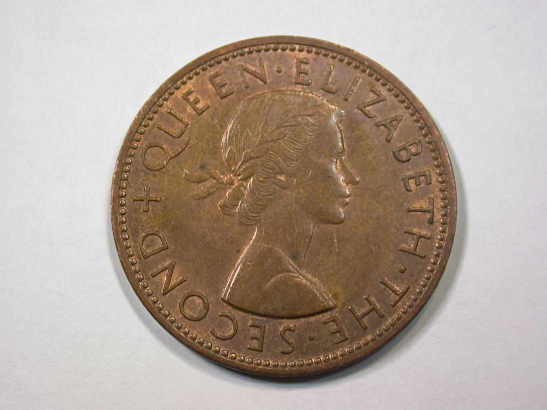  E21  Neuseeland  1 Penny 1964 in vz/vz-st   Originalbilder   