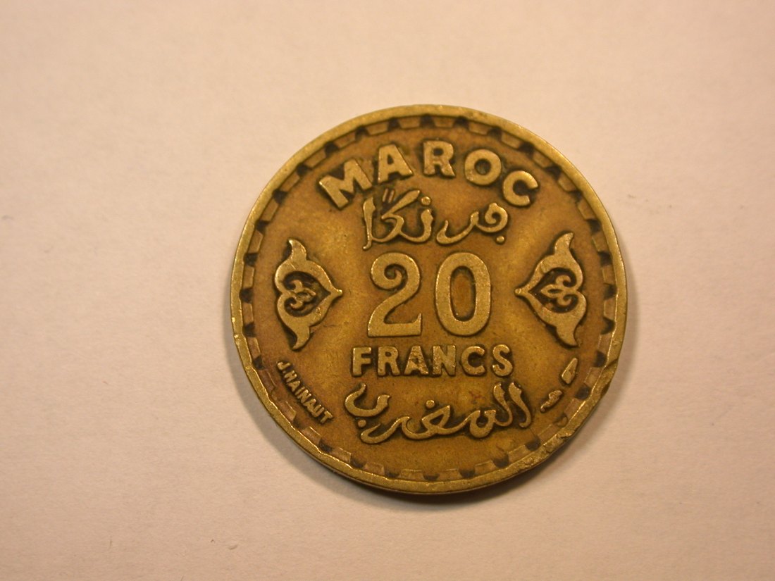  E21  Marokko  20 Francs  1371/1952 in ss+    Originalbilder   