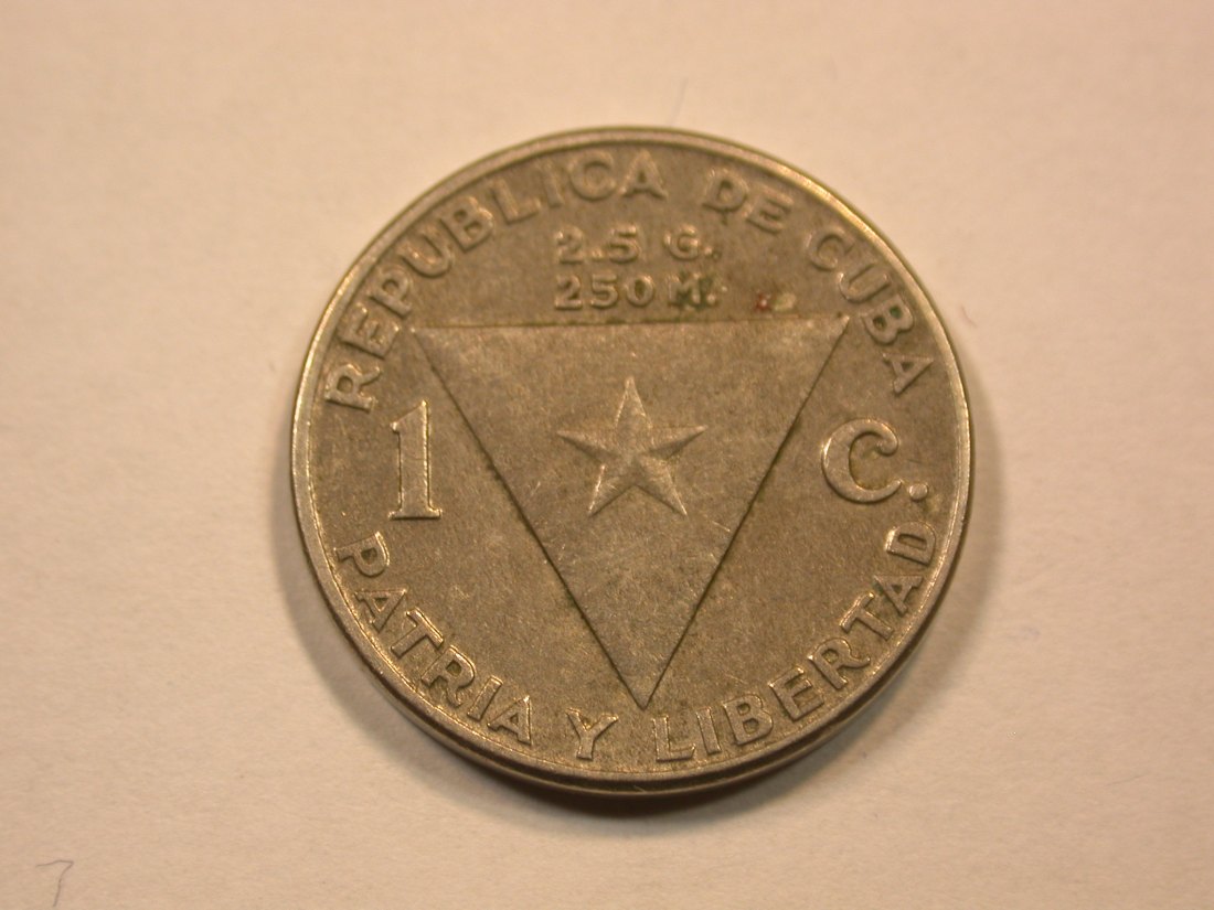 E21 Kuba 1 Centavo 1958 in f.vz Originalbilder