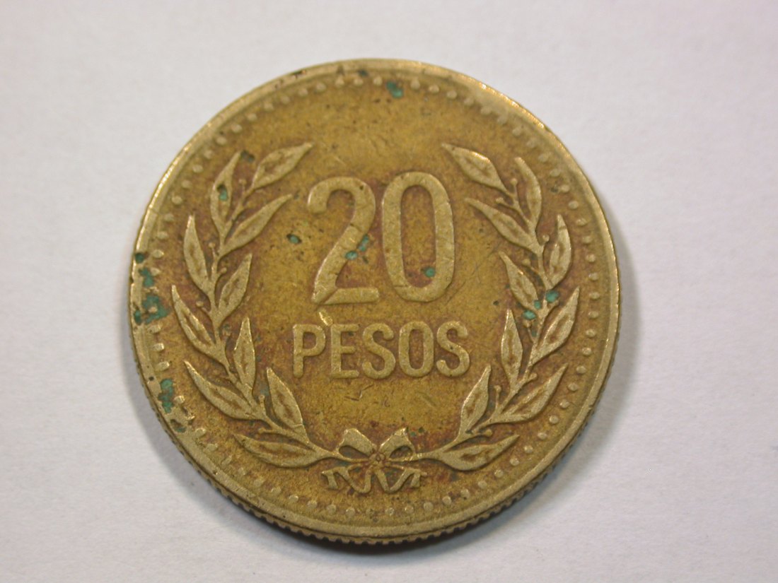 E21 Kolumbien 20 Pesos 1990 in ss Originalbilder
