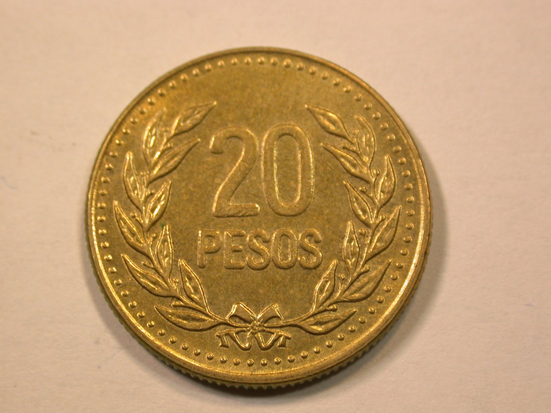 E21 Kolumbien 20 Pesos 1992 in vz-st/f.st Originalbilder