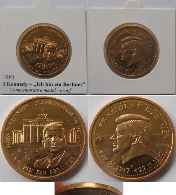  1963, J. F. Kennedy - Ich bin ein Berliner -35 Präsident der Vereinigten Staaten, Medaille   