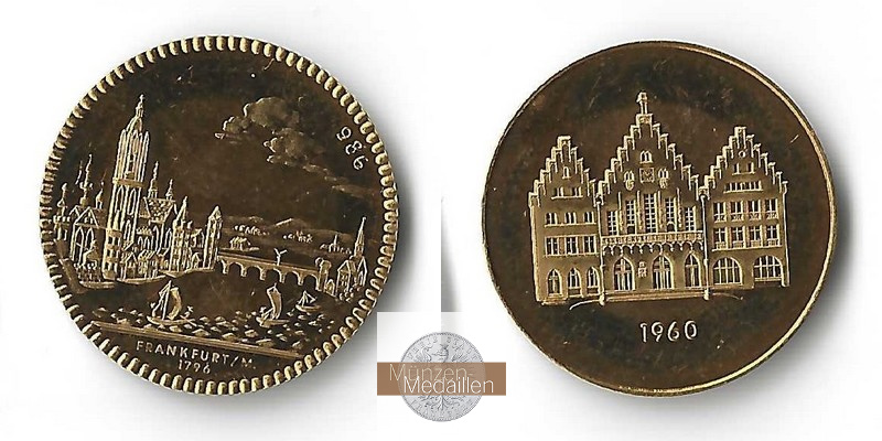 BRD Frankfurt a. Main Medaille MM-Frankfurt Feingold: 3,10g  1960 