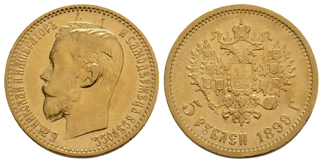 PEUS 4011 Russland 3,87 g Feingold. Zar Nikolaus II. (1894 - 1917) 5 Rubel GOLD 1899 ФЗ (FZ) Kratzer, Sehr schön