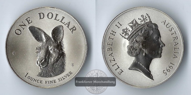  Australien  1 Dollar  1995 Kangaroo FM-Frankfurt Feinsilber: 31,1g   