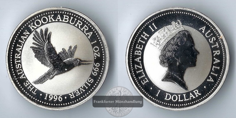  Australien  1 Dollar  1996  Kookaburra FM-Frankfurt   Feinsilber: 31,1g   