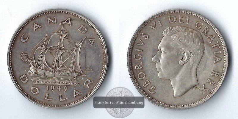  Kanada  1 Dollar 1949  John Cabot's Ship Matthew    FM-Frankfurt  Feinsilber: 18,66g   