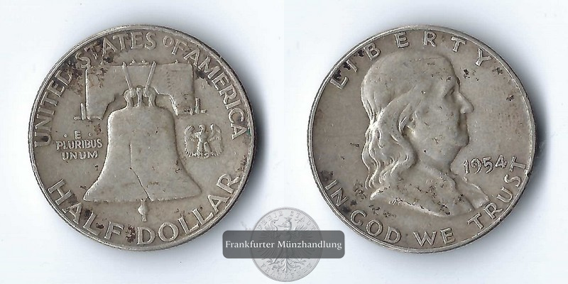  USA Half Dollar  1954 Franklin  FM-Frankfurt   Feinsilber: 11,25g   