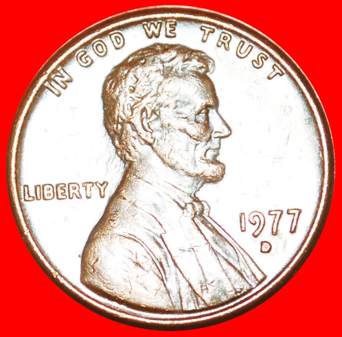  · MEMORIAL (1959-1982): USA ★ 1 CENT 1977D! LINCOLN (1809-1865) OHNE VORBEHALT!   