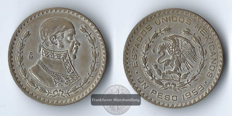  Mexiko  1 Peso  1959  FM-Frankfurt  Feinsilber: 1,6g   