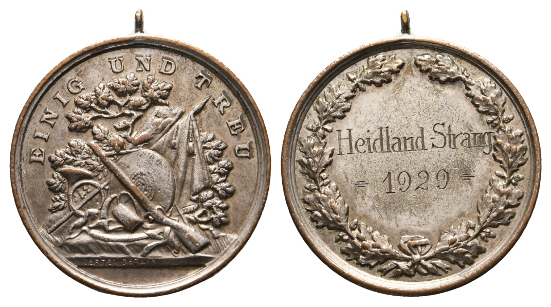  Heidland-Strang, Schützenmedaille 1929; Bronze versilbert, tragbar 12,42 g, Ø 30,9 mm   