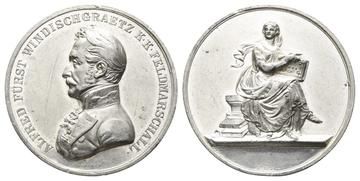  Österreich, Medaille 1854; Alfred Fürst Windischgraetz; Zinn, 78,43 g, Ø 57,2 mm   